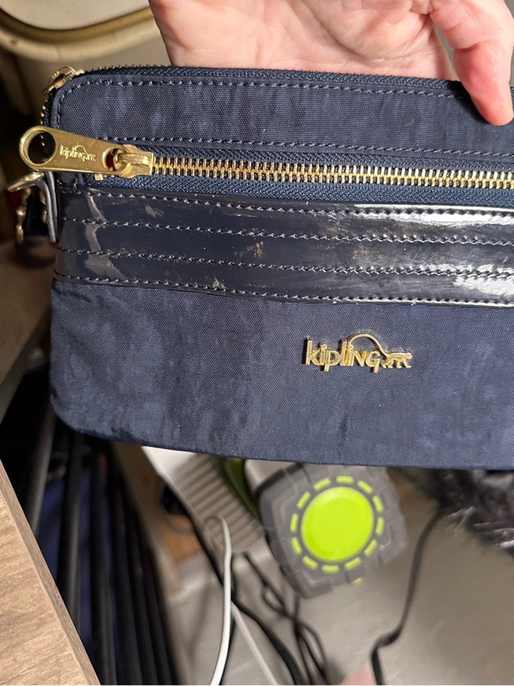 Kipling Navy Blue Crossbody Bag with Gold Hardware